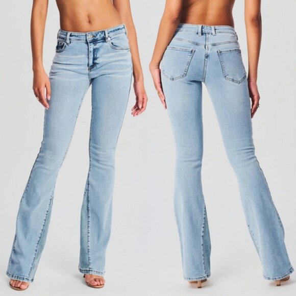 SER.O.YA Demi Mid Rise Flare Leg Denim Blue Jeans Retro 26 - Picture 2 of 16